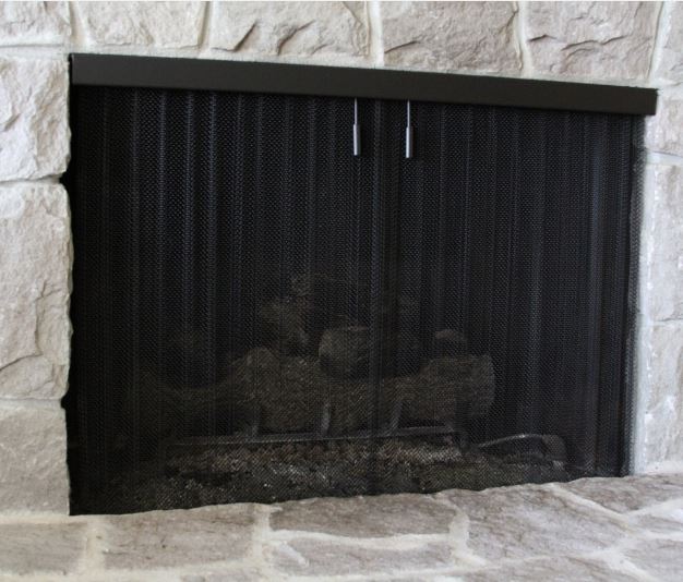 2Pcs Fireplace Mesh Screen Curtain Heat Resistant FireplaceSpark Guard ↑
