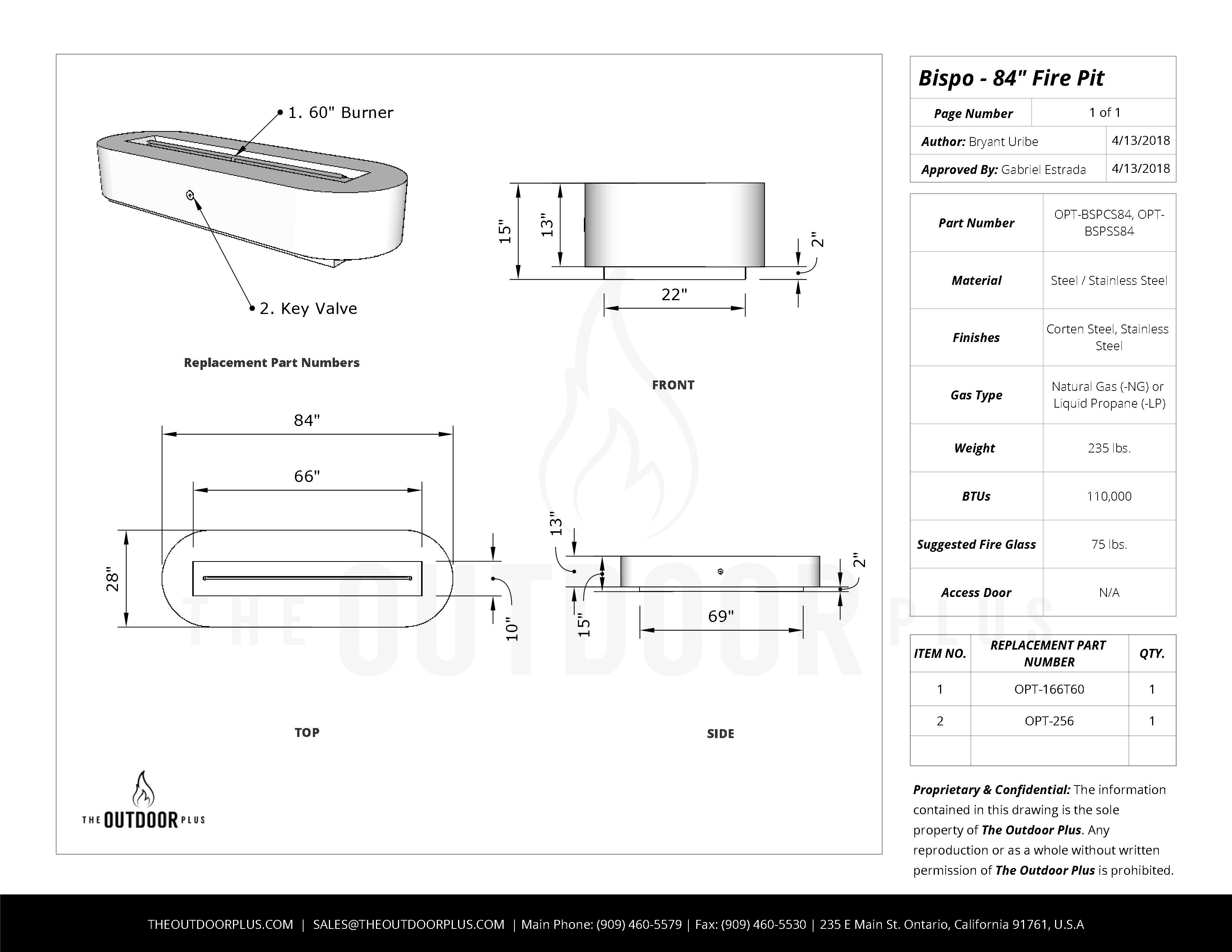 Bispo Outdoor Gas Fire Pit In Stainless Steel Finish