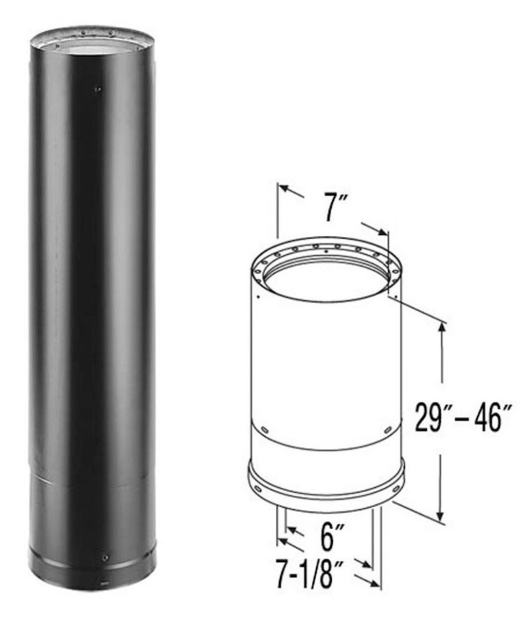 Chimney Pipe / Venting Pipe :: Wood/All-Fuel Piping :: 6 inch :: DuraVent  DVL 6 :: DuraVent 6 DVL Telescoping Length 40-68 - 6DVL-68TA