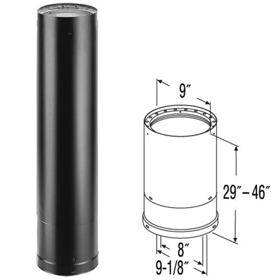 Chimney Pipe / Venting Pipe :: Wood/All-Fuel Piping :: 6 inch :: DuraVent  DVL 6 :: DuraVent 6 DVL Telescoping Length 40-68 - 6DVL-68TA