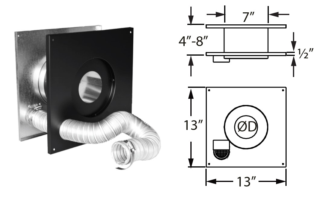 PelletVent Wall Thimble Air Intake Kit